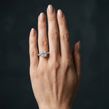 White gold Princess Cut Diamond Solitaire Ring with Cathedral Setting and Pavé Band_233
