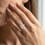 White gold Princess Cut Diamond Solitaire Ring with Cathedral Setting and Pavé Band_235
