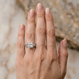 White gold Princess Cut Diamond Solitaire Ring with Engraved Band and Four-Prong Setting_131