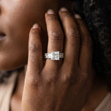 White gold Princess Cut Diamond Solitaire Ring with Engraved Band and Four-Prong Setting_133