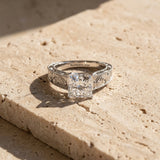 White gold Princess Cut Diamond Solitaire Ring with Engraved Band and Four-Prong Setting_134
