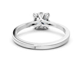 White gold Princess Cut Diamond Solitaire Ring with Flower Prong Setting and Classic Band_26