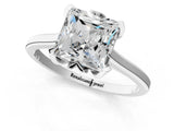 White gold Princess Cut Diamond Solitaire Ring with Flower Prong Setting and Classic Band_27