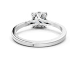 White gold Princess Cut Diamond Solitaire Ring with Flower Prong Setting and Classic Band_388