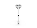 White gold Princess Cut Diamond Solitaire Ring with Flower Prong Setting and Classic Band_390