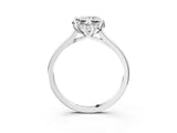 White gold Princess Cut Diamond Solitaire Ring with Flower Prong Setting and Classic Band_391