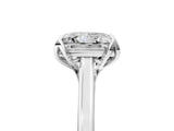 White gold Princess Cut Diamond Solitaire Ring with Flower Prong Setting and Classic Band_393
