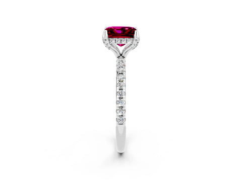 White gold Princess Cut Diamond Solitaire Ring with Four-Prong Setting and Pavé Band_2