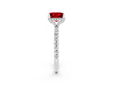 White gold Princess Cut Diamond Solitaire Ring with Four-Prong Setting and Pavé Band_2