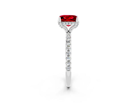 White gold Princess Cut Diamond Solitaire Ring with Four-Prong Setting and Pavé Band_2