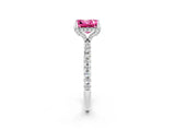 White gold Princess Cut Diamond Solitaire Ring with Four-Prong Setting and Pavé Band_2