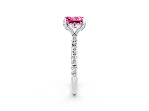 White gold Princess Cut Diamond Solitaire Ring with Four-Prong Setting and Pavé Band_2