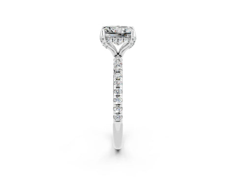 White gold Princess Cut Diamond Solitaire Ring with Four-Prong Setting and Pavé Band_2