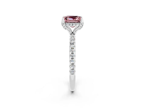 White gold Princess Cut Diamond Solitaire Ring with Four-Prong Setting and Pavé Band_2