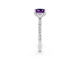 White gold Princess Cut Diamond Solitaire Ring with Four-Prong Setting and Pavé Band_2