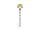 White gold Princess Cut Diamond Solitaire Ring with Four-Prong Setting and Pavé Band_2