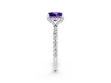 White gold Princess Cut Diamond Solitaire Ring with Four-Prong Setting and Pavé Band_2