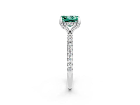 White gold Princess Cut Diamond Solitaire Ring with Four-Prong Setting and Pavé Band_2
