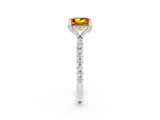 White gold Princess Cut Diamond Solitaire Ring with Four-Prong Setting and Pavé Band_2