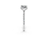White gold Princess Cut Diamond Solitaire Ring with Four-Prong Setting and Pavé Band_2