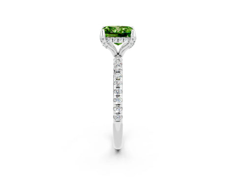 White gold Princess Cut Diamond Solitaire Ring with Four-Prong Setting and Pavé Band_2