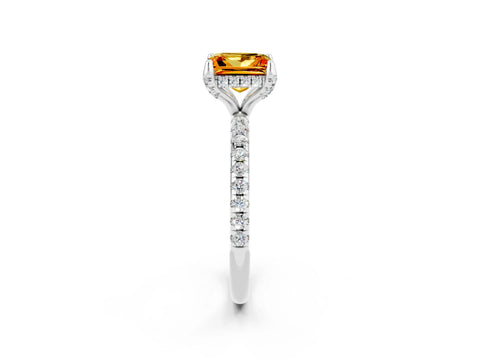 White gold Princess Cut Diamond Solitaire Ring with Four-Prong Setting and Pavé Band_2