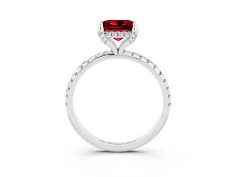 White gold Princess Cut Diamond Solitaire Ring with Four-Prong Setting and Pavé Band_3
