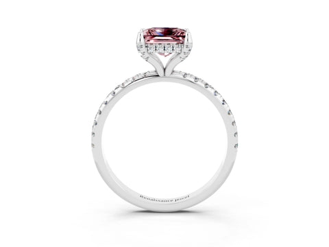 White gold Princess Cut Diamond Solitaire Ring with Four-Prong Setting and Pavé Band_3