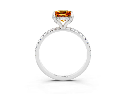 White gold Princess Cut Diamond Solitaire Ring with Four-Prong Setting and Pavé Band_3