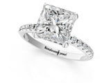 White gold Princess Cut Diamond Solitaire Ring with Four-Prong Setting and Pavé Band_4