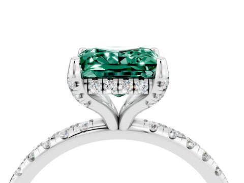 White gold Princess Cut Diamond Solitaire Ring with Four-Prong Setting and Pavé Band_4