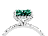White gold Princess Cut Diamond Solitaire Ring with Four-Prong Setting and Pavé Band_4