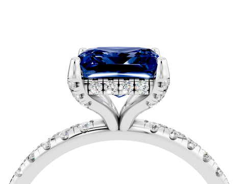 White gold Princess Cut Diamond Solitaire Ring with Four-Prong Setting and Pavé Band_4