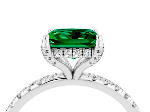 White gold Princess Cut Diamond Solitaire Ring with Four-Prong Setting and Pavé Band_4