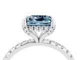 White gold Princess Cut Diamond Solitaire Ring with Four-Prong Setting and Pavé Band_4