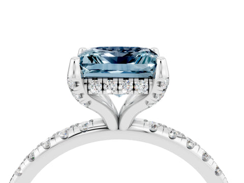 White gold Princess Cut Diamond Solitaire Ring with Four-Prong Setting and Pavé Band_4