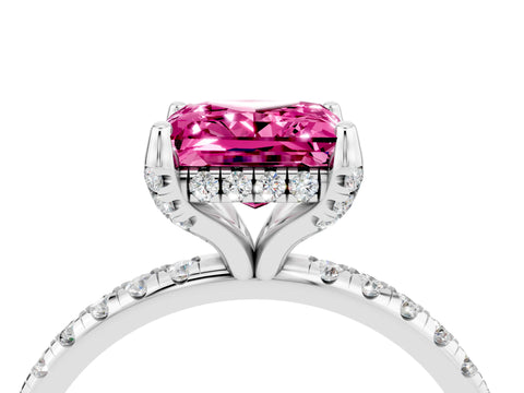 White gold Princess Cut Diamond Solitaire Ring with Four-Prong Setting and Pavé Band_4