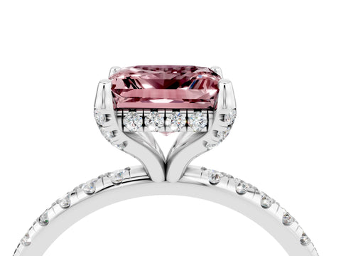 White gold Princess Cut Diamond Solitaire Ring with Four-Prong Setting and Pavé Band_4