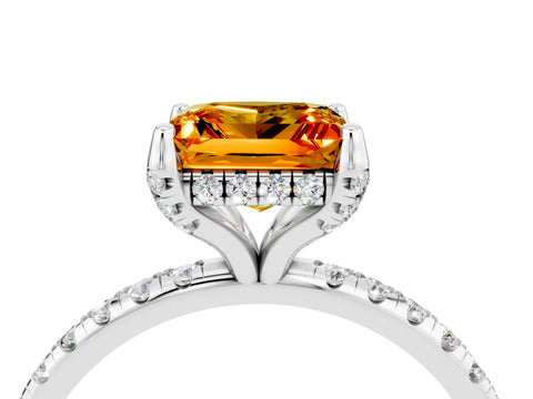 White gold Princess Cut Diamond Solitaire Ring with Four-Prong Setting and Pavé Band_4
