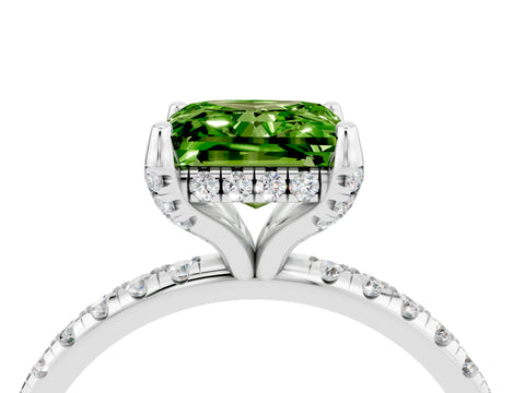 White gold Princess Cut Diamond Solitaire Ring with Four-Prong Setting and Pavé Band_4
