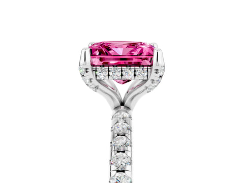 White gold Princess Cut Diamond Solitaire Ring with Four-Prong Setting and Pavé Band_5