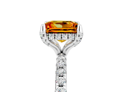 White gold Princess Cut Diamond Solitaire Ring with Four-Prong Setting and Pavé Band_5
