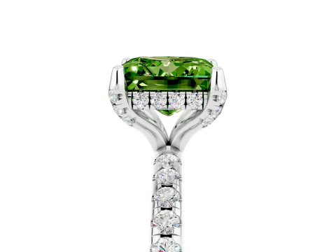 White gold Princess Cut Diamond Solitaire Ring with Four-Prong Setting and Pavé Band_5