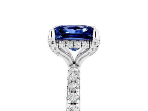 White gold Princess Cut Diamond Solitaire Ring with Four-Prong Setting and Pavé Band_5