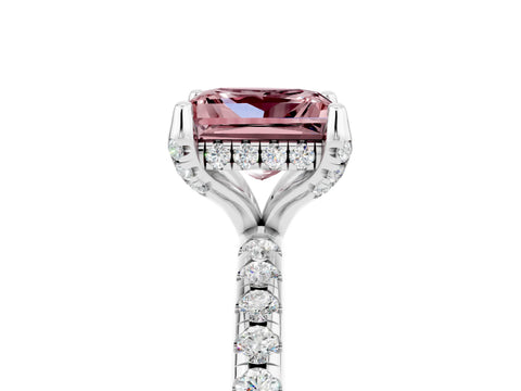 White gold Princess Cut Diamond Solitaire Ring with Four-Prong Setting and Pavé Band_5