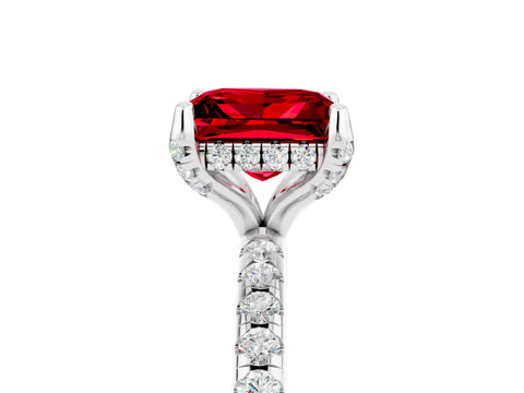 White gold Princess Cut Diamond Solitaire Ring with Four-Prong Setting and Pavé Band_5