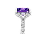 White gold Princess Cut Diamond Solitaire Ring with Four-Prong Setting and Pavé Band_5