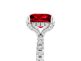 White gold Princess Cut Diamond Solitaire Ring with Four-Prong Setting and Pavé Band_5