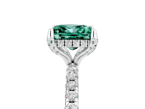 White gold Princess Cut Diamond Solitaire Ring with Four-Prong Setting and Pavé Band_5