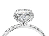 White gold Princess Cut Diamond Solitaire Ring with Four-Prong Setting and Pavé Band_7